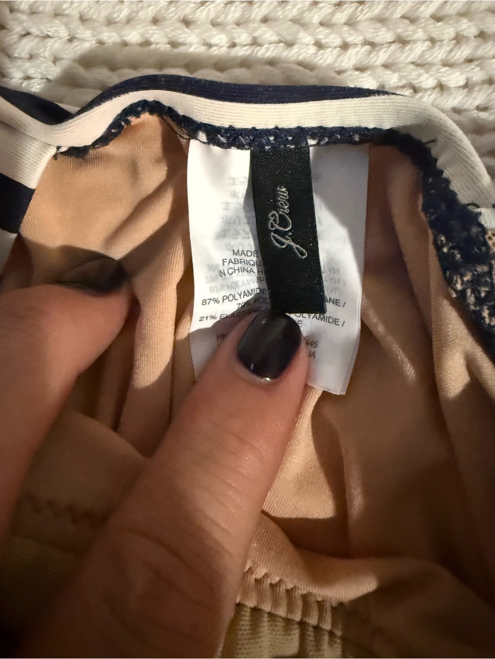 J. Crew Navy and White Striped Swimsuit with Nude Lining - Picture 5 of 6